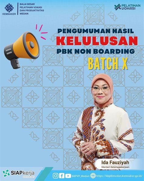 Pengumuman Kelulusan Pbk Non Boarding Batch X Bbpvp Medan