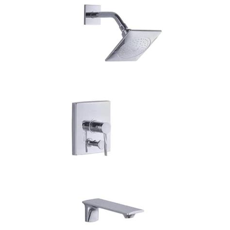 Kohler Stance Rite Temp 1 Handle Tub And Shower Faucet Trim Kit In Polished Chrome Valve Not