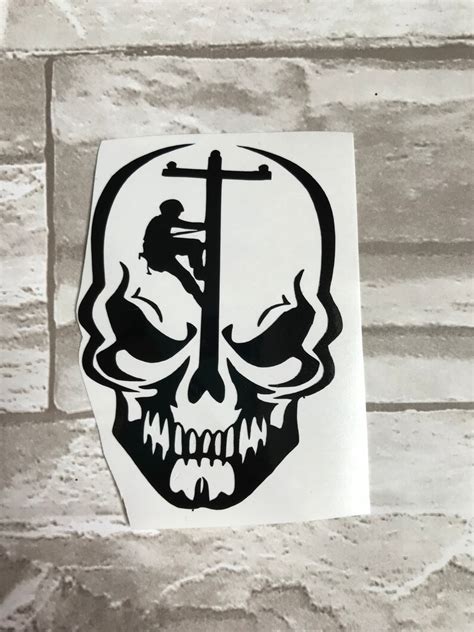 Lineman Skull Decal Custom Sizing Available Etsy