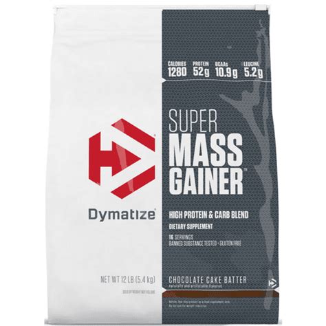 Dymatize Super Mass Gainer High Protein And Carb Blend Chocolate Cake Batter 52g Protein