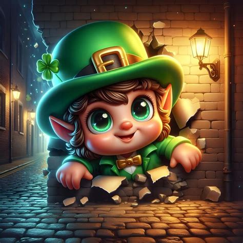 Premium Photo Leprechaun Broken Hole 3d Background Hd Image Cute Leprechaun Character Design