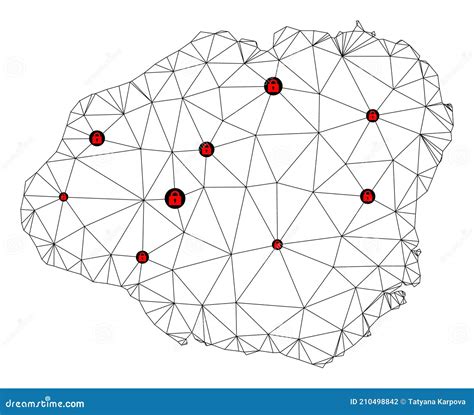 Lockdown Polygonal Carcass Mesh Vector Map Of Kauai Island Stock Vector