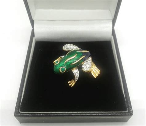 Attwood And Sawyer Green Frog Gold Plated Enamel S Gem