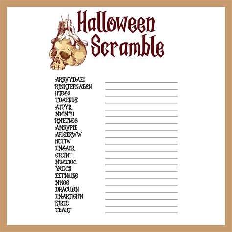 Free Printable Halloween Word Scramble Games