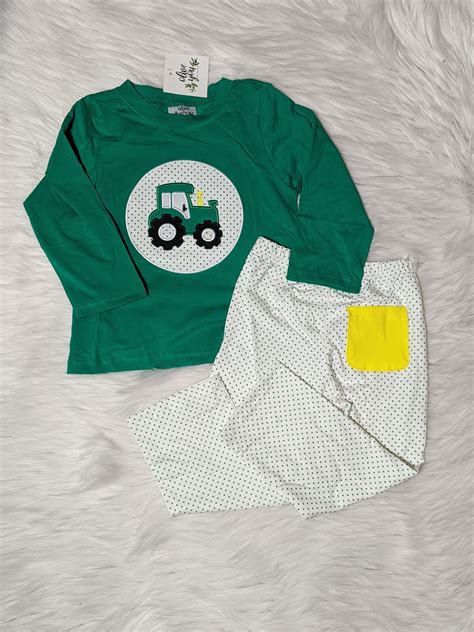 Tractor Boys Pant Set Olive You Kids Clothing