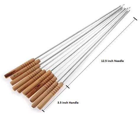 Barbeque Skewers Sticks With Wooden Handle Tandoor Barbecue Bbq Grill