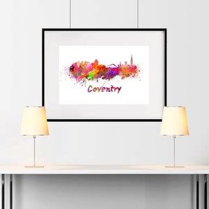 Coventry Skyline in Watercolor Over White Background With Name of City SKU 0555 - Etsy