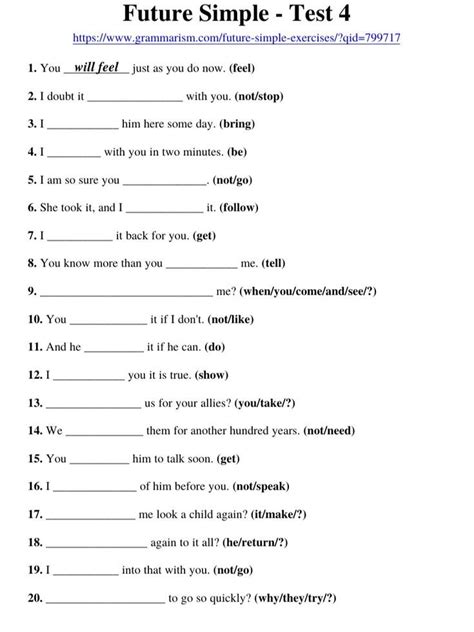 Future Simple Tense Worksheet 4 English Grammar Exercises Grammar Exercises English Grammar