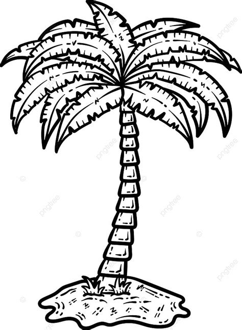 Adult Coloring Page Minimalist Palm Tree Illustration For Summer Vector