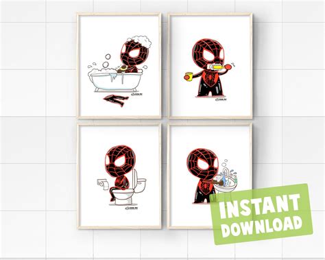 Spiderman Bathroom Print Etsy New Zealand