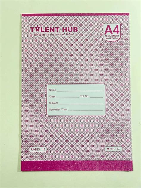 Paper Cover Glue Bound Pages Talent Hub A Assignment Notebook At Rs