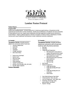 Fillable Online Lumbar Fusion Protocol Fax Email Print Pdffiller