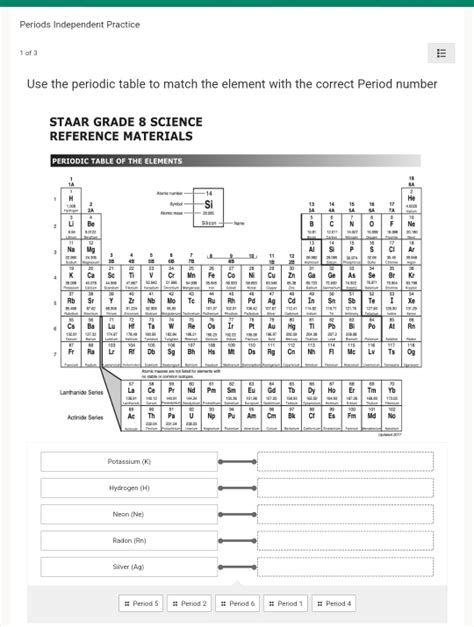 Solved Periods Independent Practice 1 Of 3 Use The Periodic Table To Match The Element With T