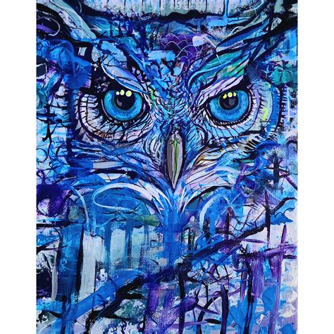 Cloud Owl Original Uv Reactive Painting Prosserart