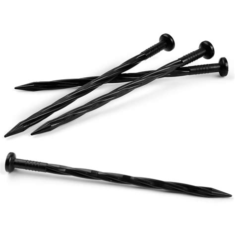 Aukar Plastic Edging Nails 8 Inch Spiral Nylon Spike For Garden Landscape Edging Border Black