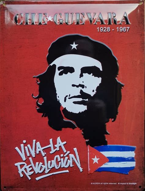 Che Guevara Viva La Revolucion Metalen wandbord in reliëf 30 x 40 cm