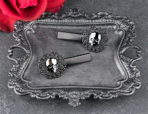 Skull Hair Clips Gothic Wedding Barrettes Crystal Skull Etsy