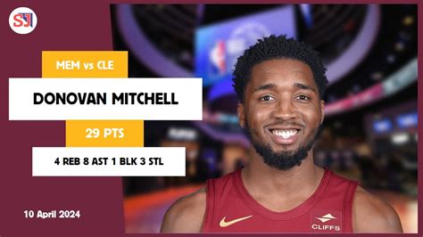 DONOVAN MITCHELL 29 PTS 4 REB 8 AST 1 BLK 3 STL Vs MEM 10 Apr 23 24