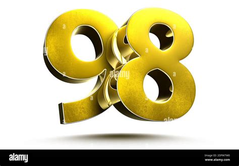 Gold Numbers 98 Isolated On White Background Illustration 3d Rendering