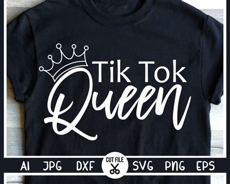 Tik Tok Queen Svg Tiktok Queen Svg Tik Tok Svg Both Black And White