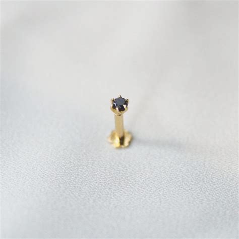 Tiny Black Diamond Nose Pin 18kt Gold Melt Jewellery