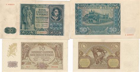 Polen 10 Und 50 Zloty 1940 1941 Geldschein Banknote 2 Stück Polska