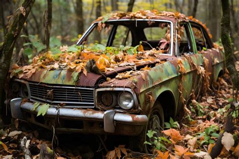 Abandoned Rusty Car Stock Illustration Illustration Of Truck