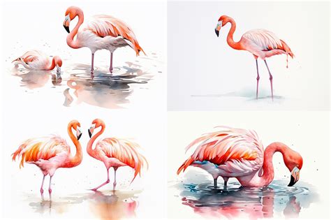 Graceful Flamingos and Patterns Watercolor Collection By artsy-fartsy ...