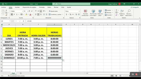 Como Calcular Las Horas Trabajadas O Laboradas De Una Persona En Excel