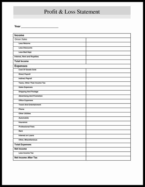 Printable Blank Income Statement Template - Printable Templates