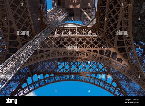 The Iconic And Famous Eiffel Tower View From Below Paris France