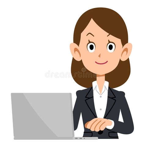 Business Woman Operating A Personal Computer Stock Vector