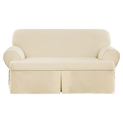 Sure Fit Cotton Duck Loveseat T Cushion Slipcover And Reviews Wayfair