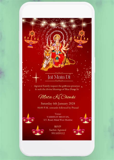 Customize Your Mata Ki Chowki Invitation Video Canva Template M