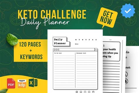 30 Day Keto Challenge Daily Planner Kdp Graphic By Afdaldesign · Creative Fabrica