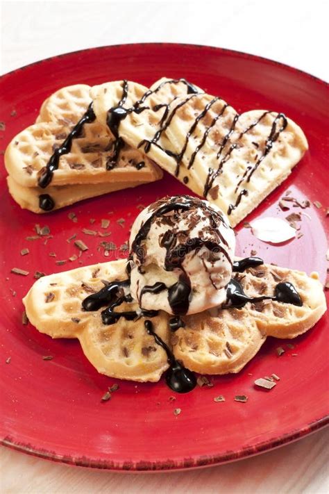 Delicious Waffles With Chocolate Ice Cream Stock Image Image Of Fresh