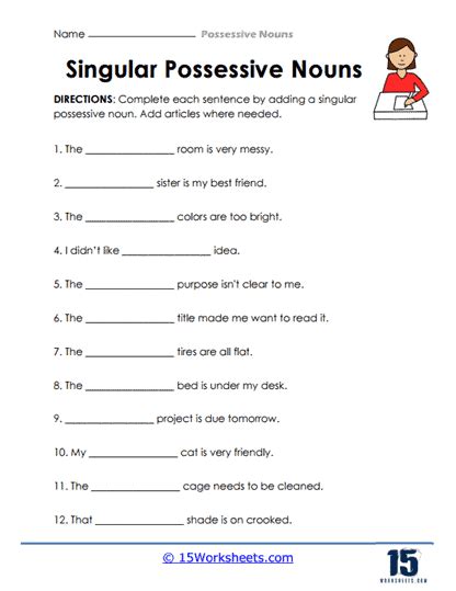 Singular And Possessive Nouns Worksheets