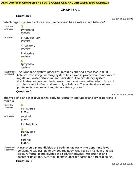 Test Bank Anatomy Chapter Tests Questions And Answers