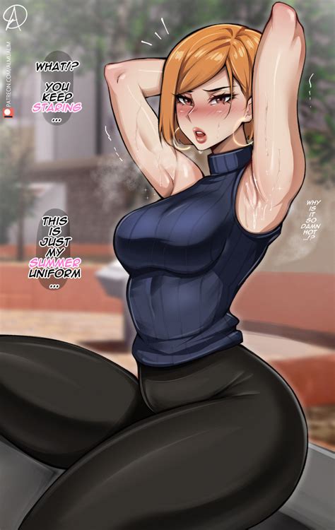 Rule 34 1girls Almualim Armpits Arms Up Breasts Brown Eyes Brown Hair Clothed Dialogue English