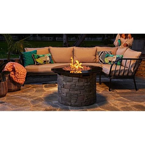 Allen Roth Stacked Stone Fire Pit Table In W Btu Stacked