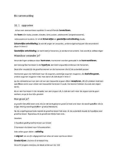 Bio Samenvatting Toetsweek Bio Samenvatting 10 1 Opgroeien Je Kan
