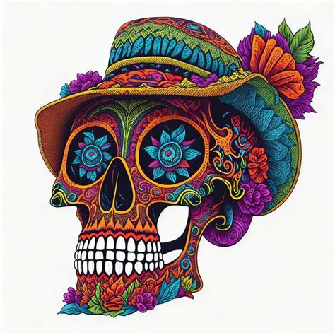 Premium Vector Illustrations Vector Skull Mexican Glasses Colorful