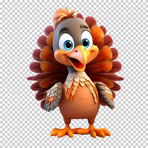 Personaje De Pavo 3d Aislado En Un Fondo Transparente Archivo Psd Premium