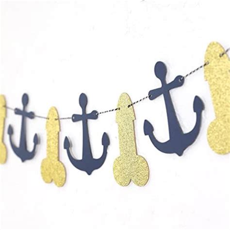 Glitter Gold And Navy Blue Anchors Lake House Bachelorette Nautical