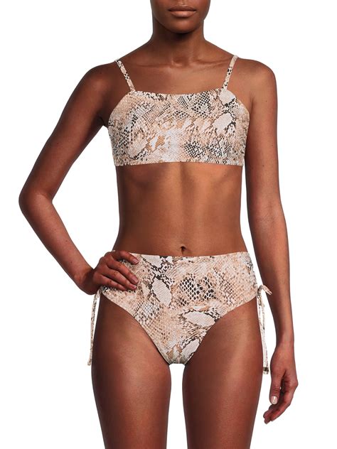 Time And Tru Womens Faux Snake Print Bralette Bikini Top Walmart