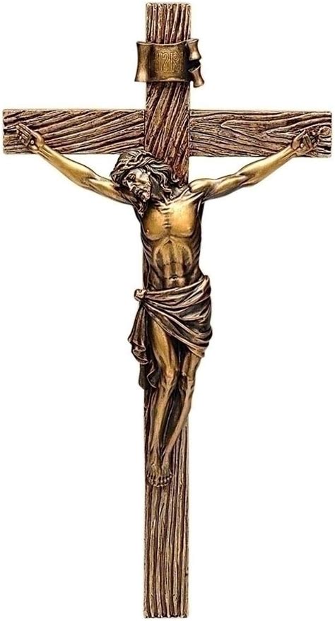 Buy Roman Jesus Christ Nailed To Crucifix Bronze 13 Inch Resin Stone