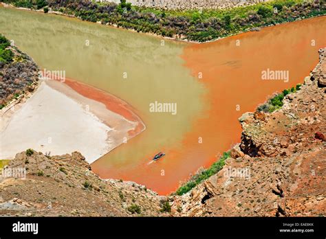 Confluence Of Green River And The Colorado River In The Needles Stock