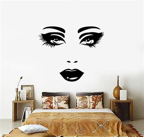 Female Face Sexy Lips Wall Stickers Beautiful Eyes Decor Wall Mural