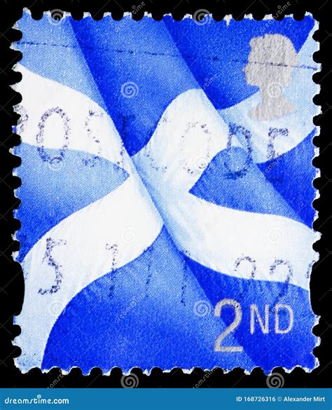 Postage Stamp Printed In United Kingdom Shows Scotland Scottish Flag