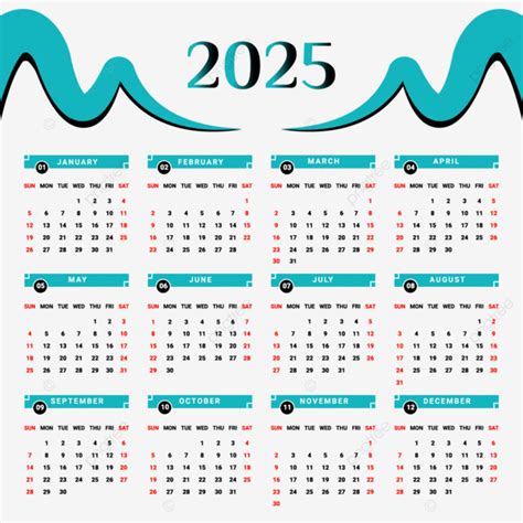 2025 Calendar With Black And Green Unique Style Vector Calendar 2025